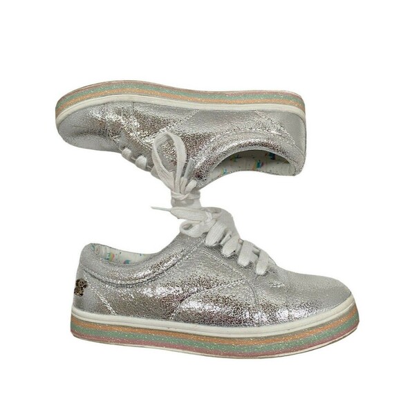 Jessica Simpson Girl's Size 2 Silver Metallic Casey Sophie Low Top Sneakers - Picture 1 of 6
